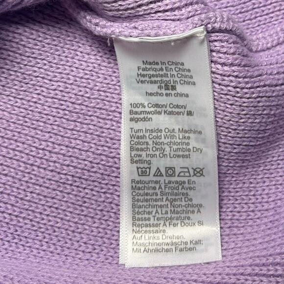 J. Crew 100% Cotton Lilac Cardigan Sweater Size L - Picture 4 of 5